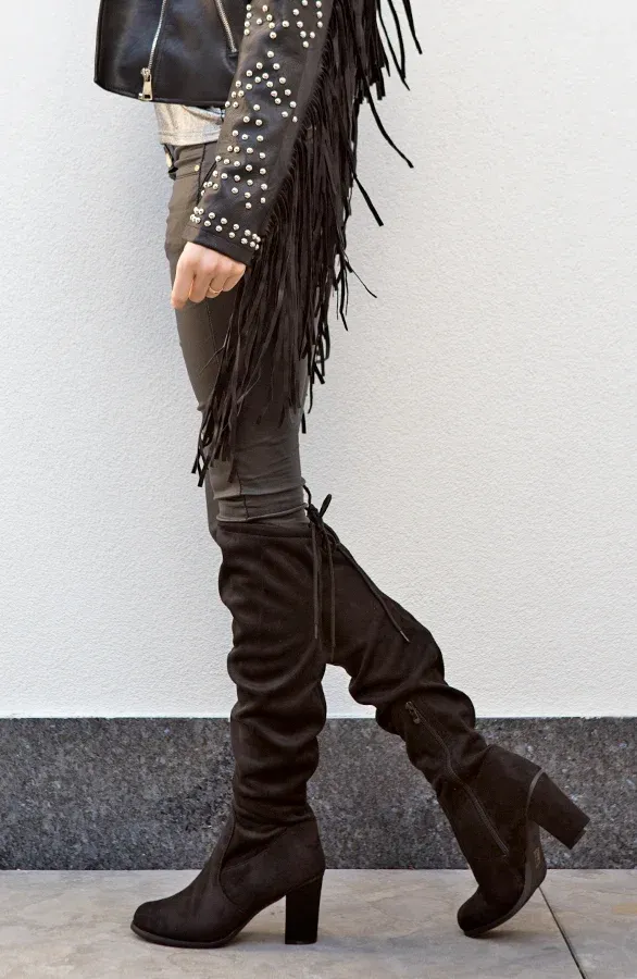 Overknee Suede Heels Black