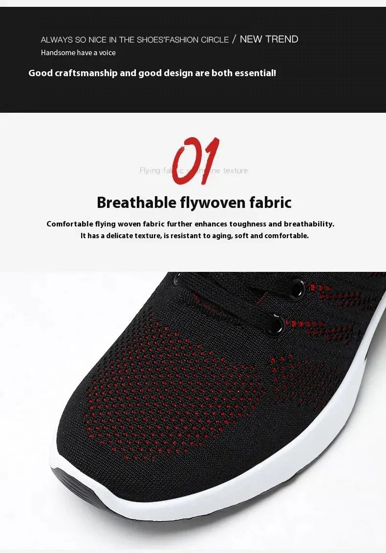 Plus Size Men's Shoes Flyknit Breathable Sneaker