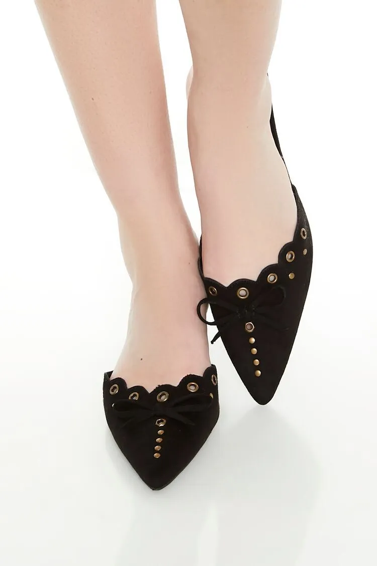 Pointed Bow Kitten Heels