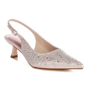 Pointed Toe Rhinestone Slingbacks