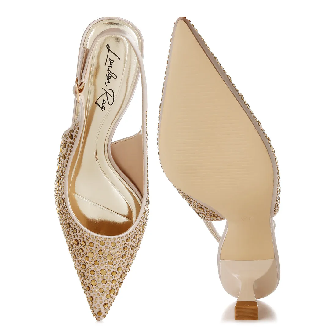 Pointed Toe Rhinestone Slingbacks