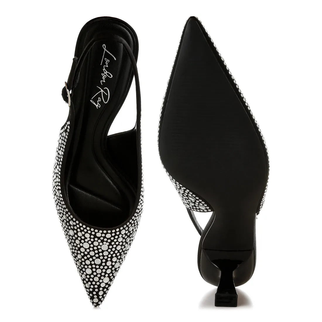 Pointed Toe Rhinestone Slingbacks