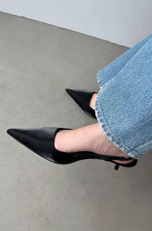Pointed Toe Sling Back Kitten Heel