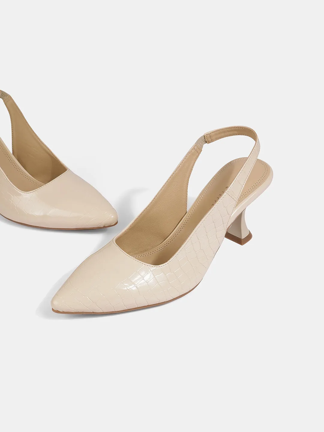 Sling Back Cream Kitten Heels