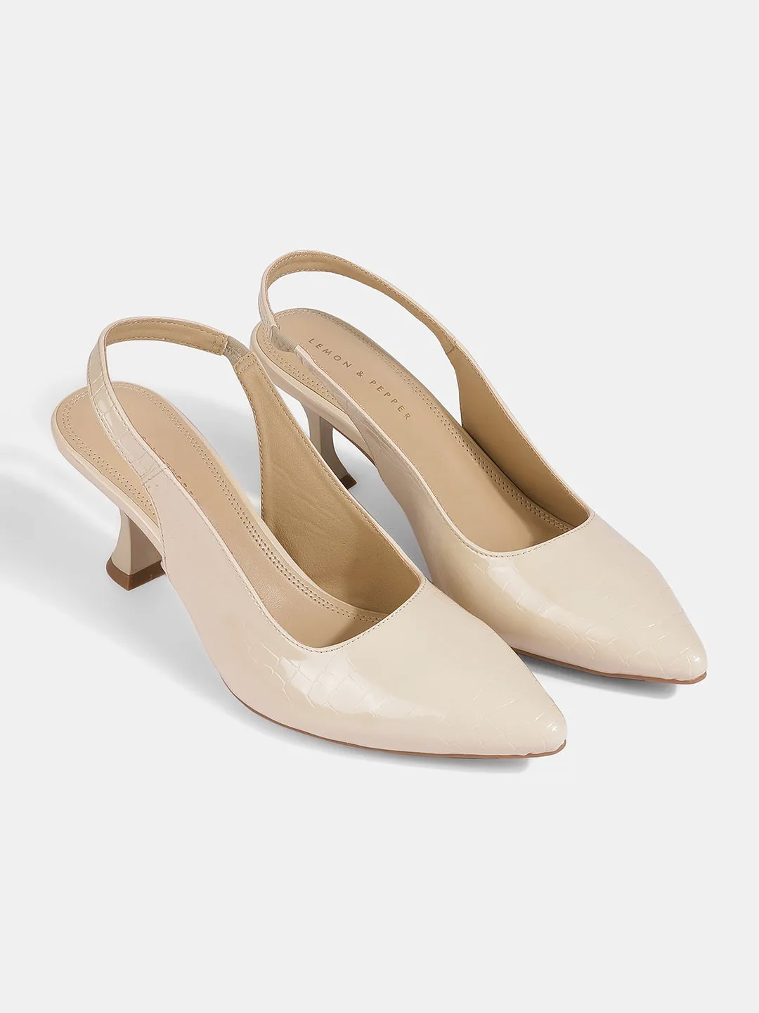 Sling Back Cream Kitten Heels