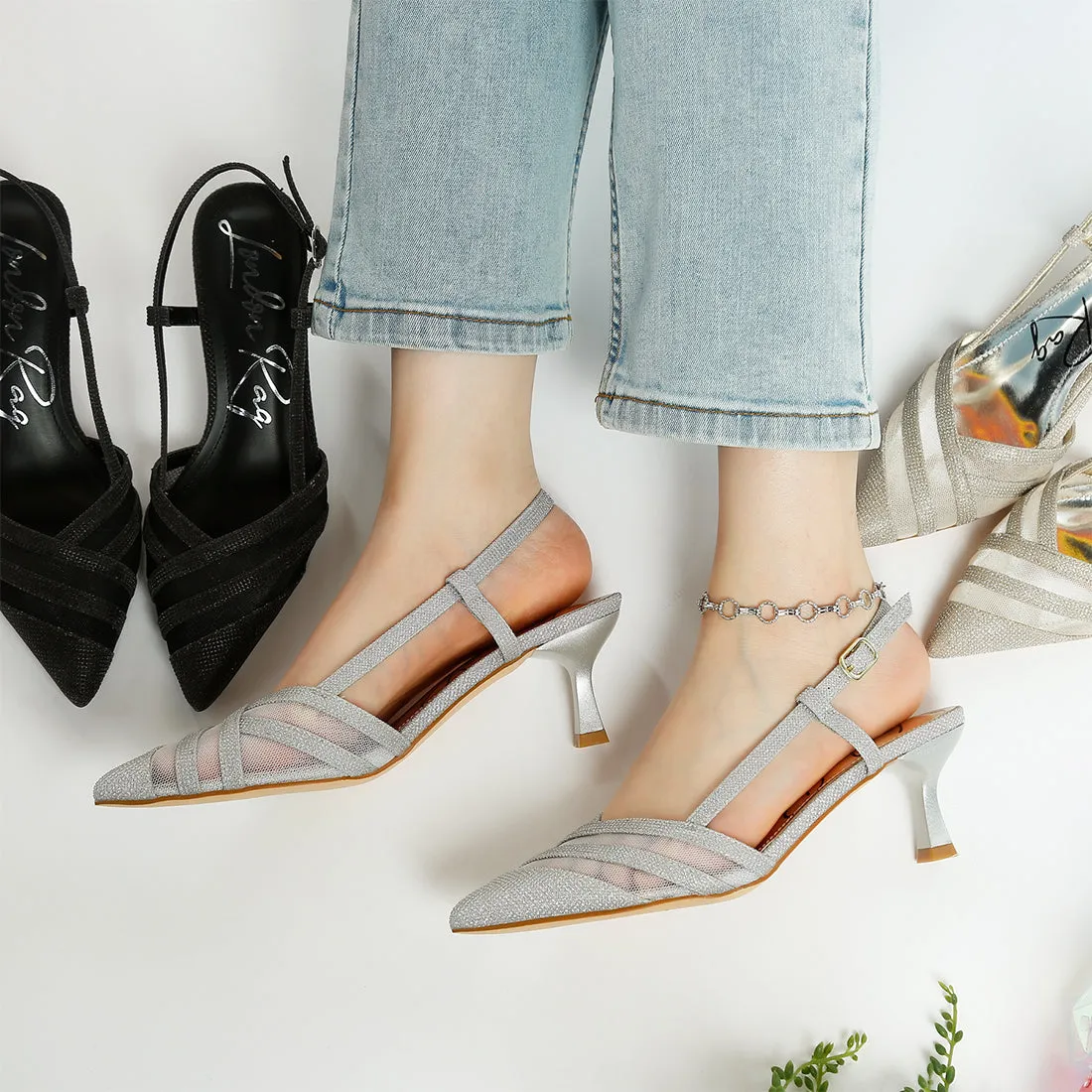Slingback Kitten Heel Sandals