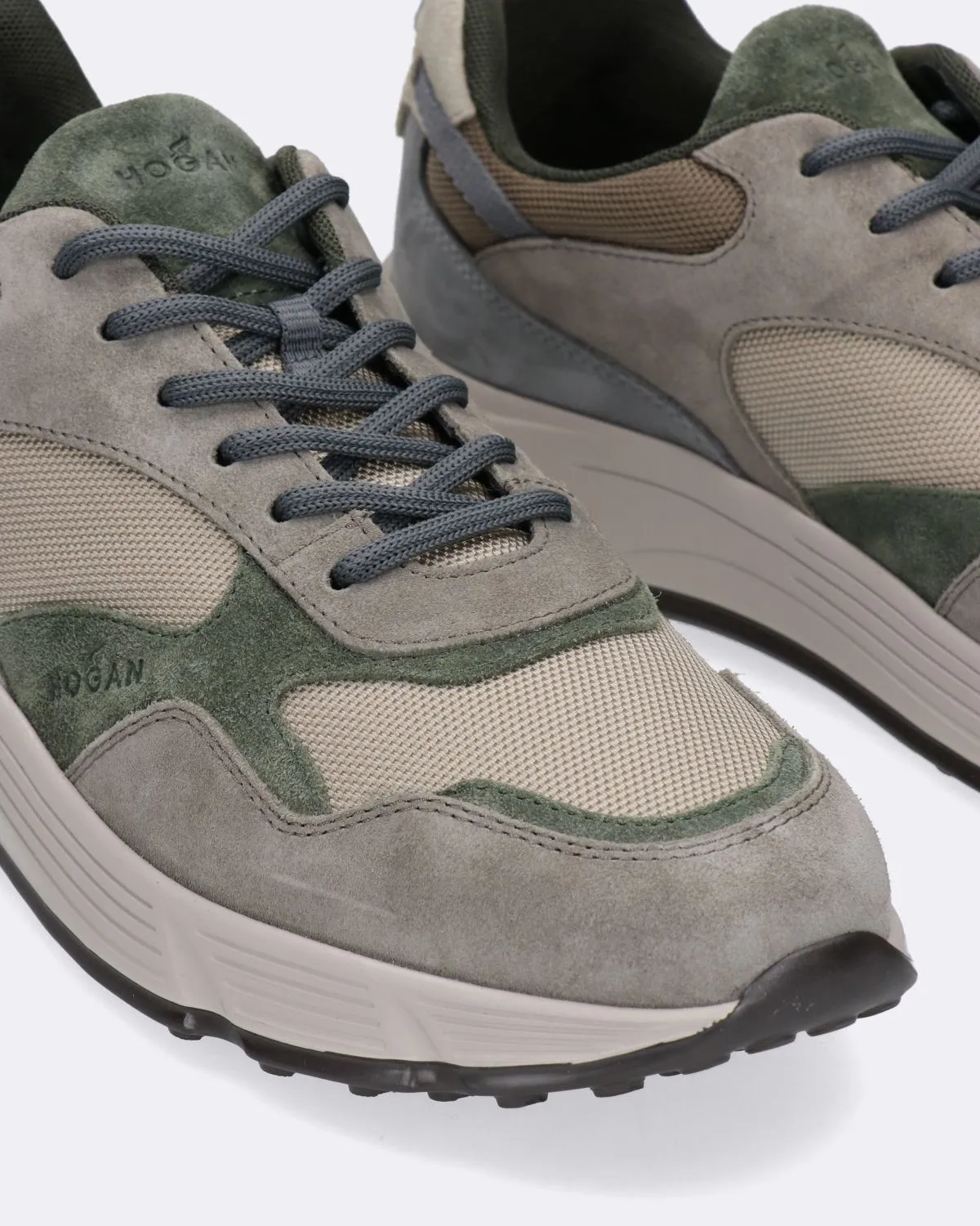 Sneakers Hyperlight in Pelle e Mesh Beige e Verde