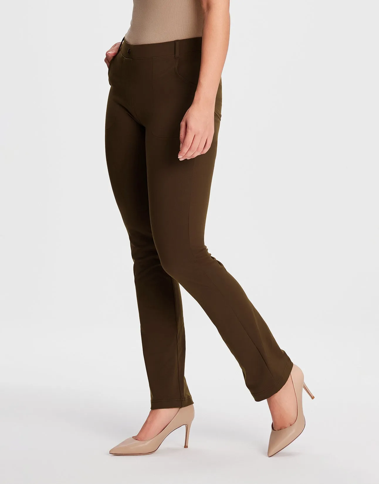 Straight Leg Yoga Dress Pants, 4 Pockets (Espresso)