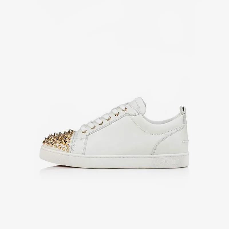 Studded White Sneakers with Metallic Accents
