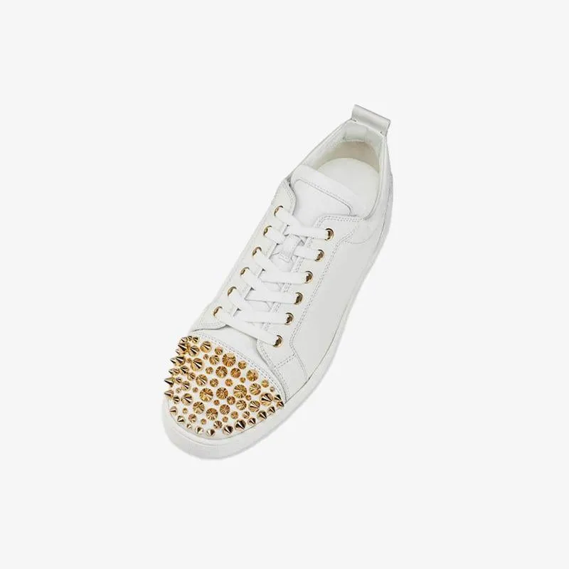 Studded White Sneakers with Metallic Accents