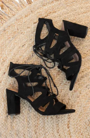 Suède Gladiator Heels Zwart