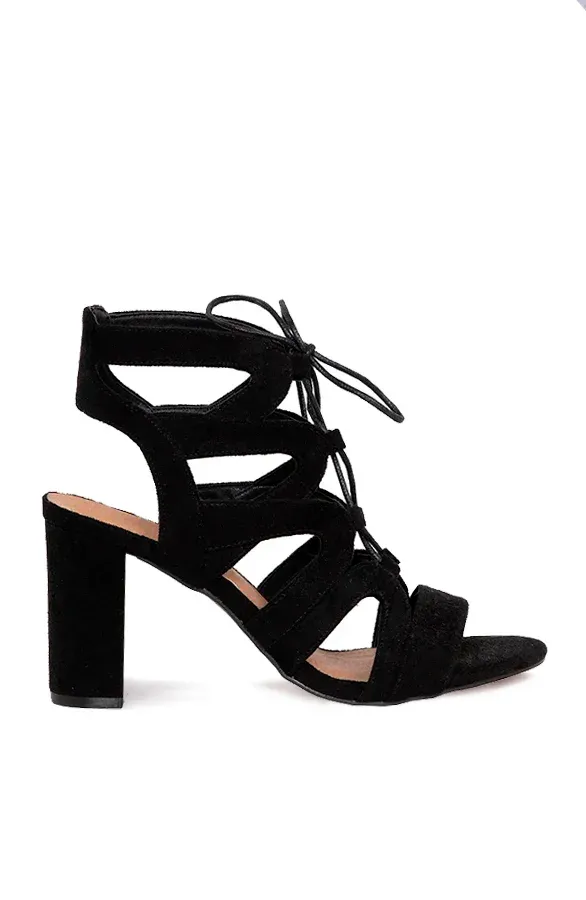 Suède Gladiator Heels Zwart