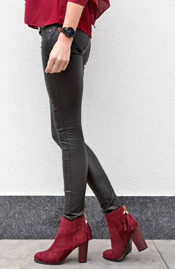 Suede Tassel Heels Bordeaux