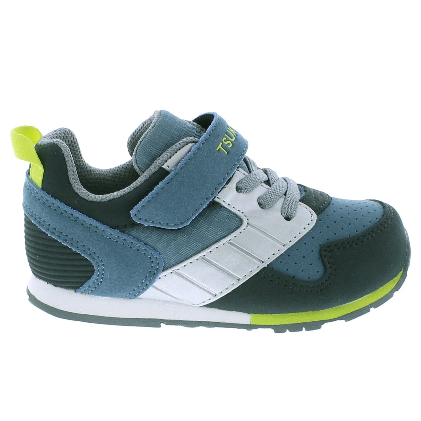 Tsukihoshi Child (Sizes 7 to 13) Racer Sneaker - Sea/Lime