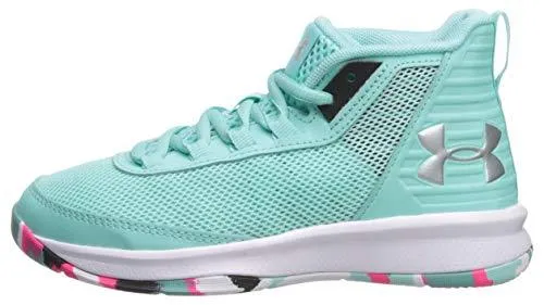 Under Armour Girls' Pre School Jet 2018 Basketball Shoe, Mermaid (300)/Black, 10.5K M US Little Kid