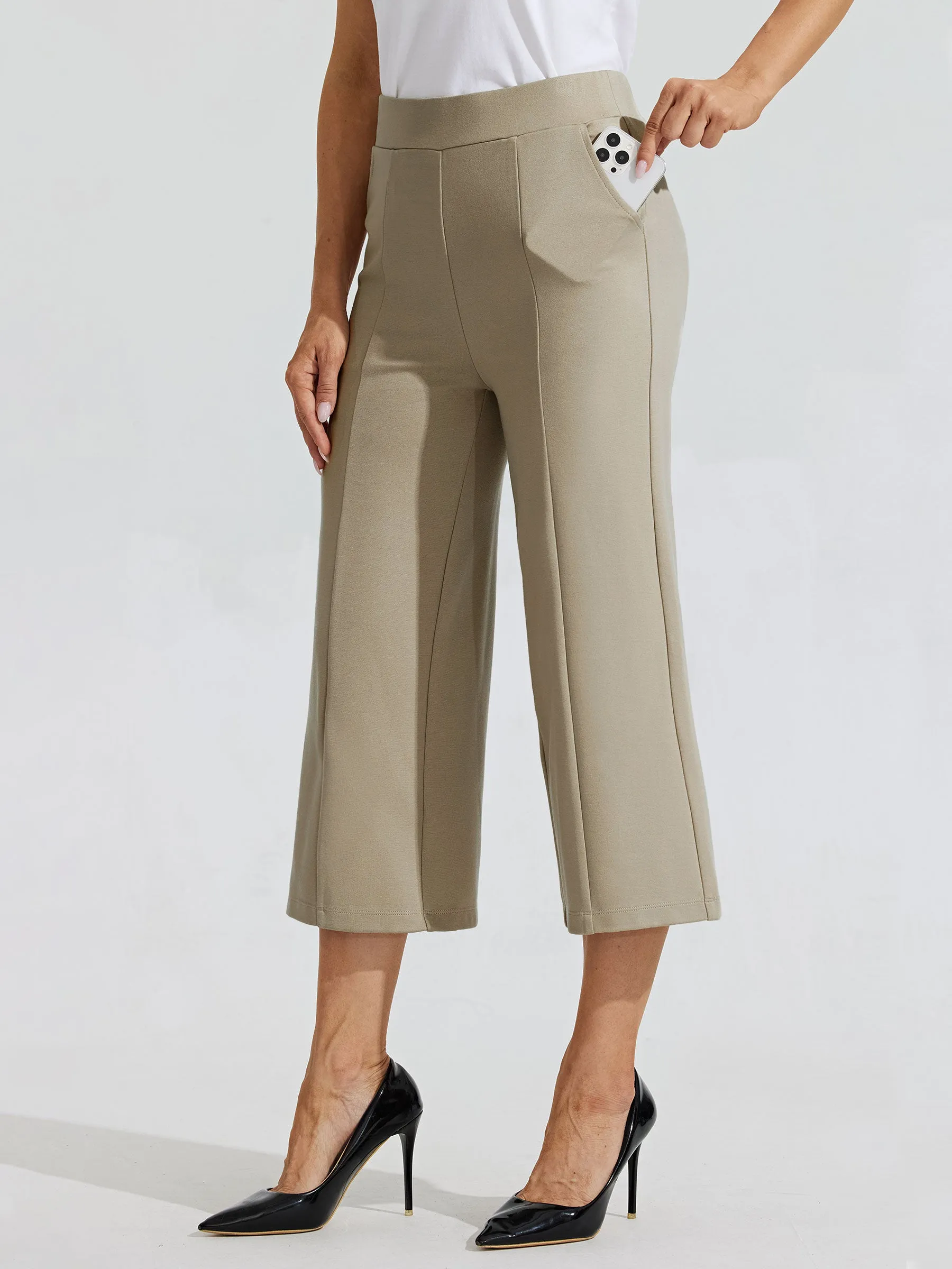Women's Wide-Leg Capri Dress Pants