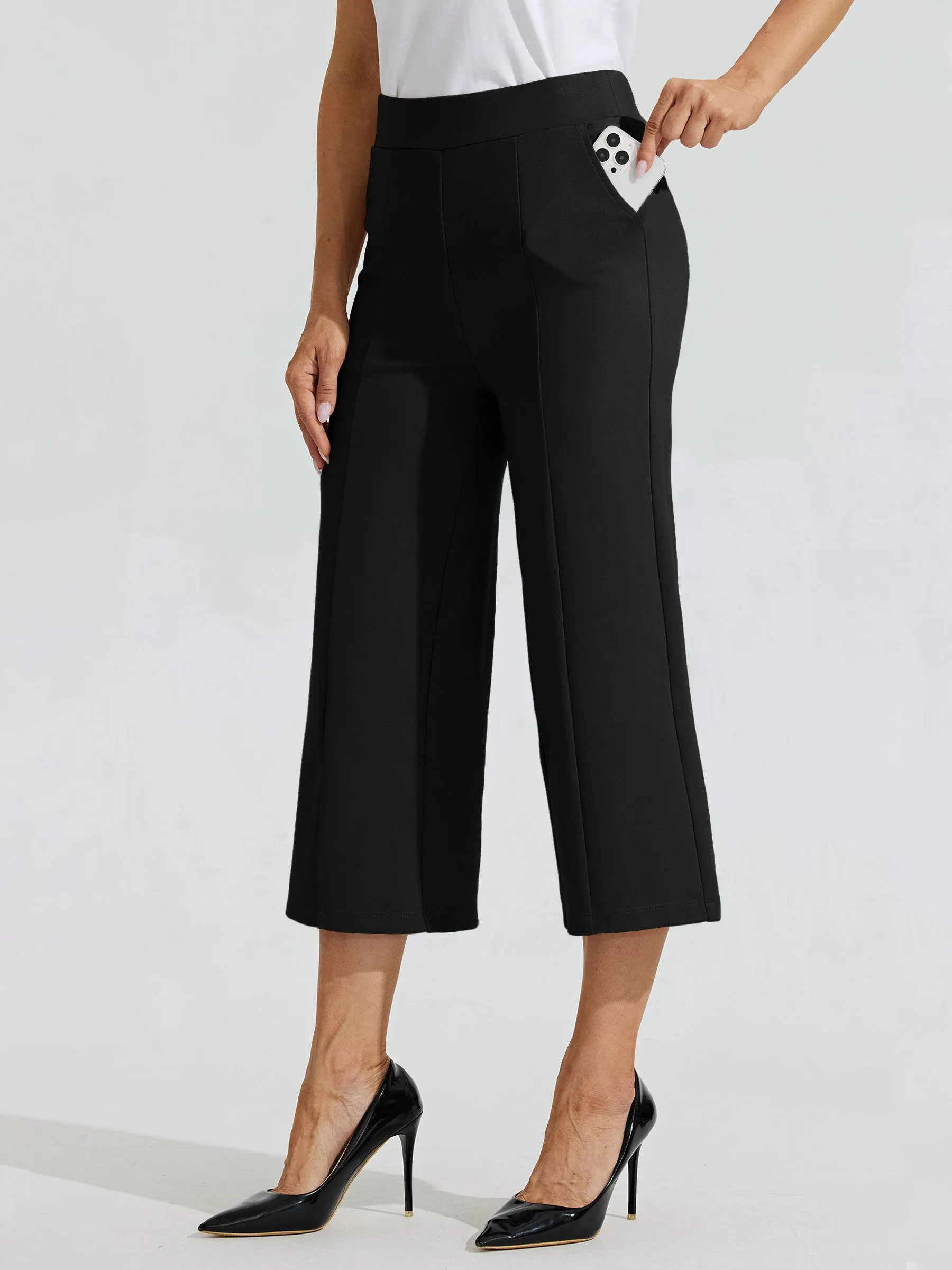 Women's Wide-Leg Capri Dress Pants