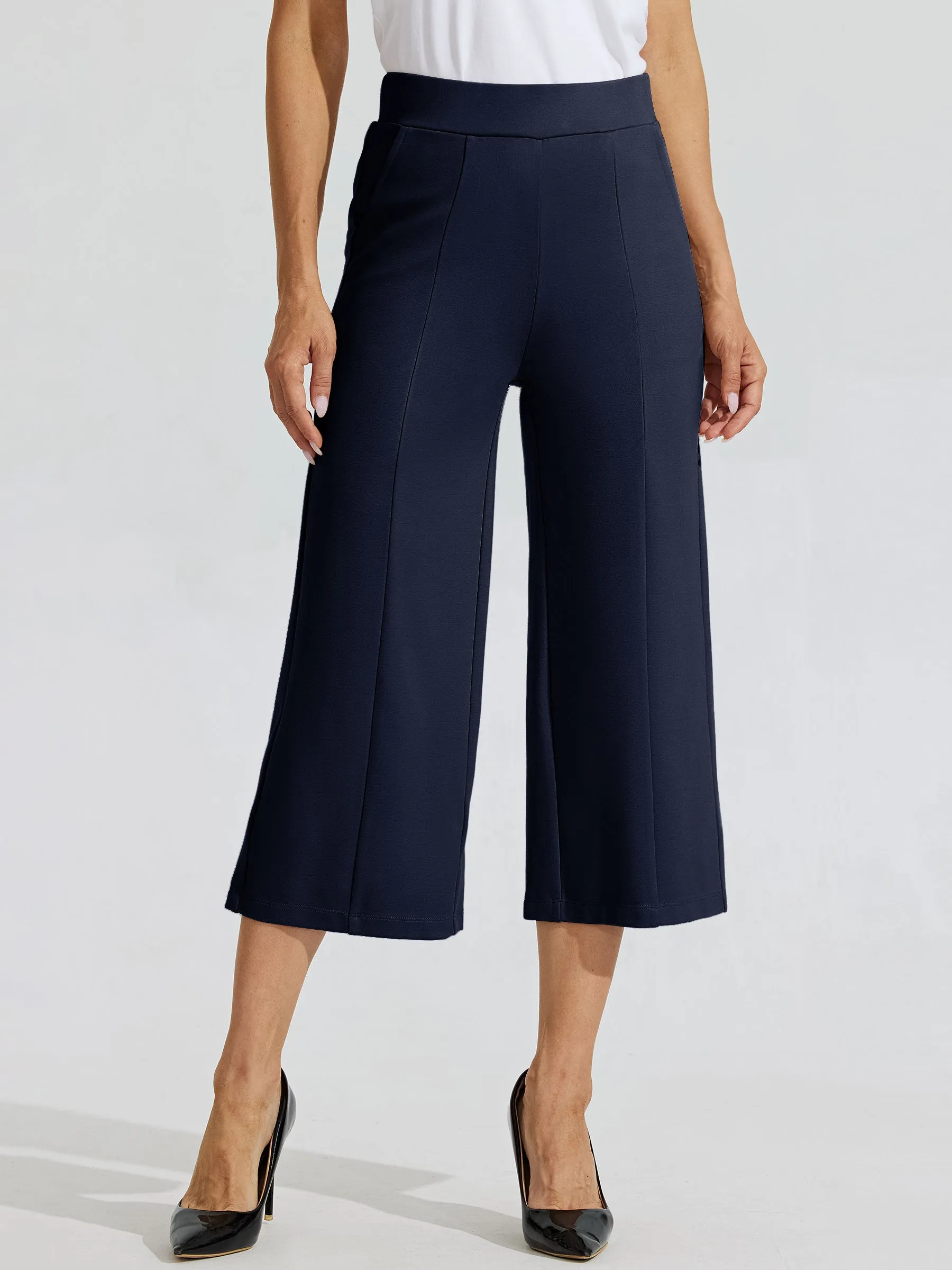 Women's Wide-Leg Capri Dress Pants