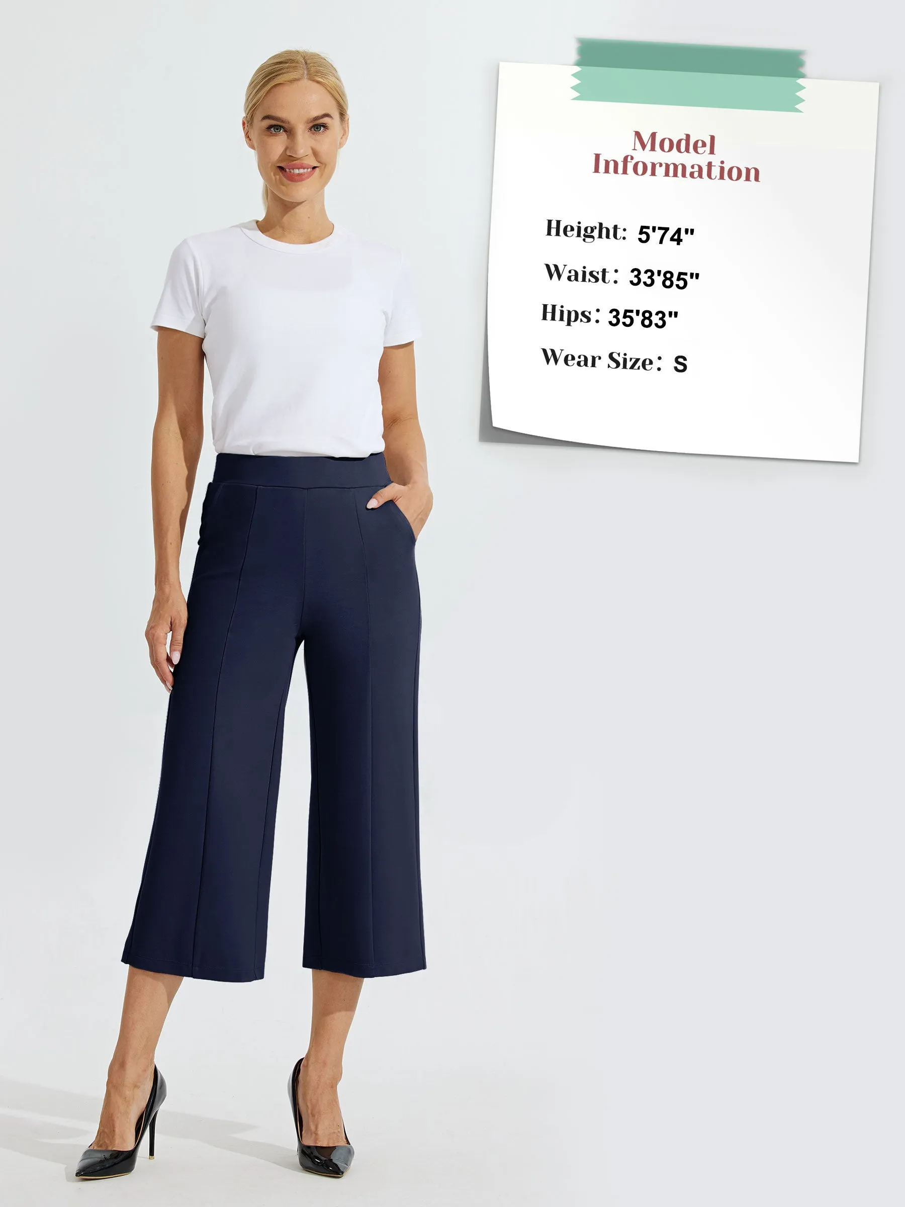 Women's Wide-Leg Capri Dress Pants